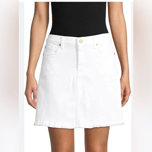 7 For All Mankind A-line White Denim Skirt. 33 - Picture 1 of 6